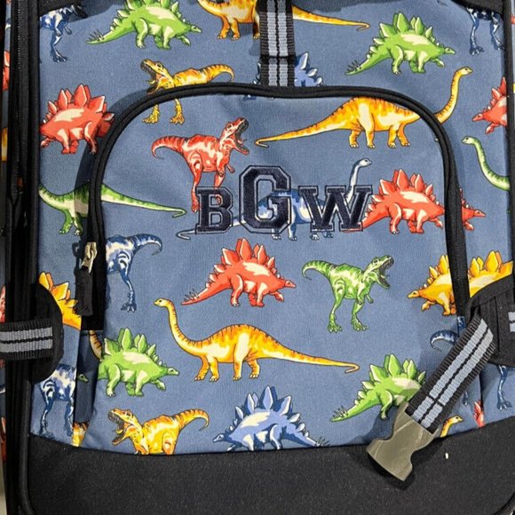 Pottery Barn Kids Mackenzie Large Rolling Spinner Luggage Dinosaur Mono BGW - Picture 1 of 3